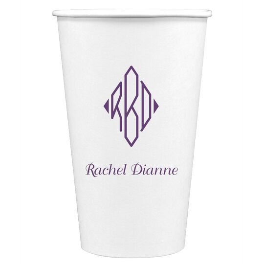 Shaped Diamond Monogram with Text Paper Coffee Cups